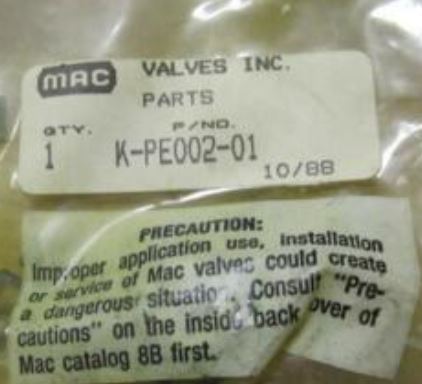 MAC VALVES INC K-PE002-01