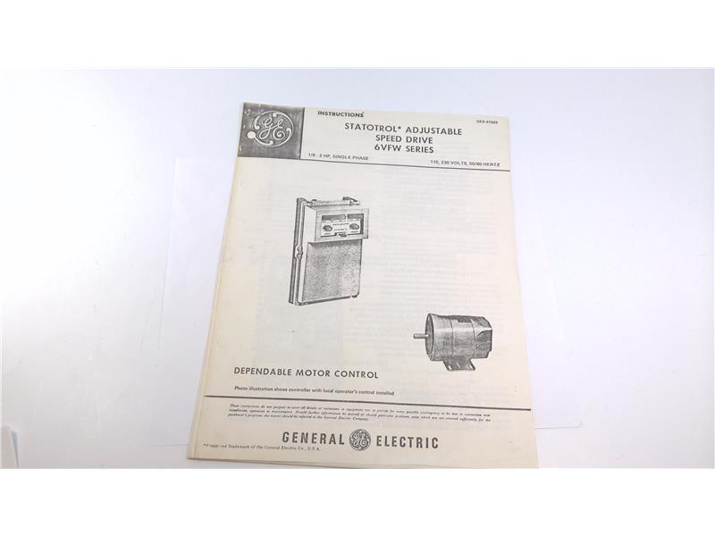 GENERAL ELECTRIC 6VFW SERIES MANUAL