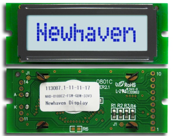NEWHAVEN DISPLAY NHD-0108CZ-FSW-GBW-33V3