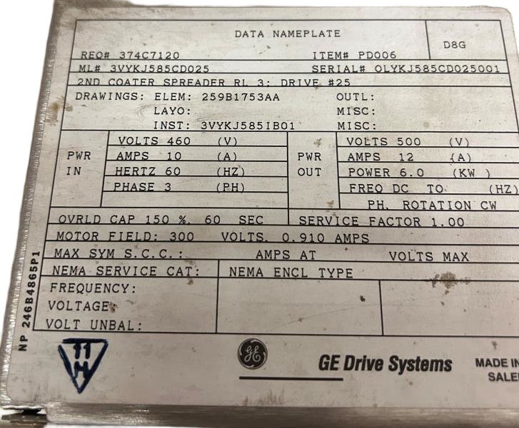 3VYKJ585CD025 by GENERAL ELECTRIC