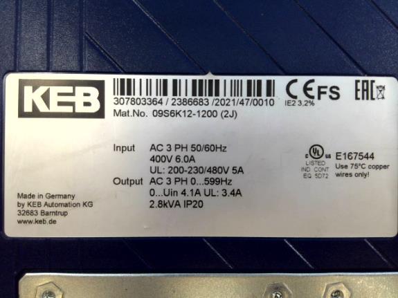 KEB AUTOMATION 09S6K12-1200