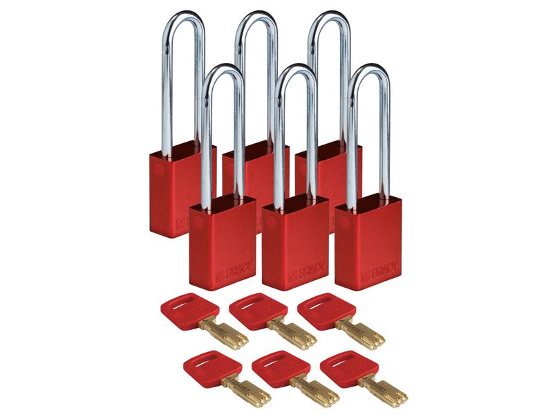 BRADY ALU-RED-76ST-KA6PK