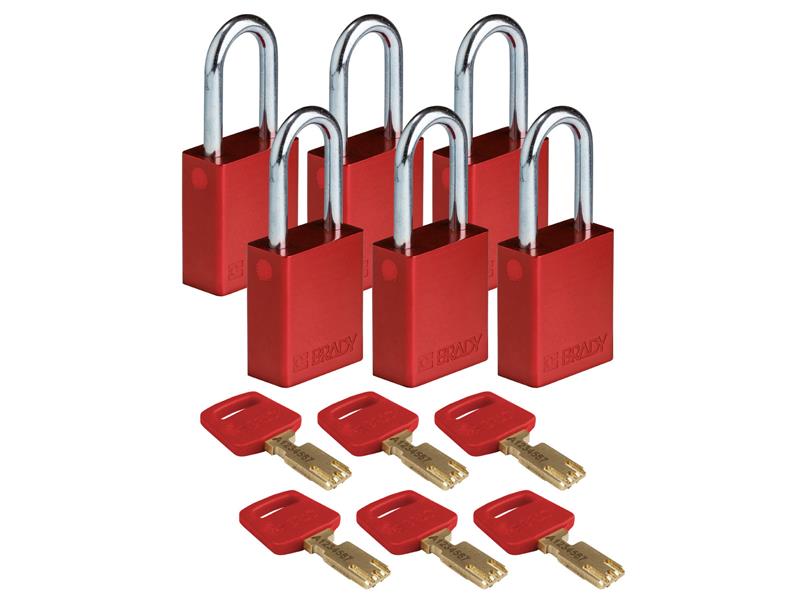 BRADY ALU-RED-38ST-KA6PK