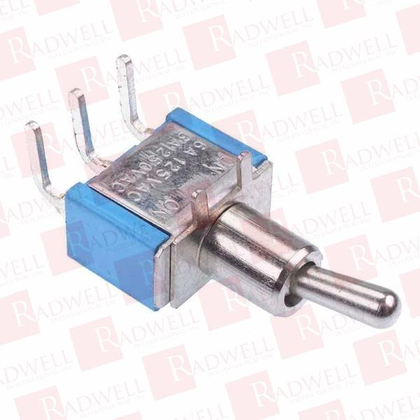 ON-ON MINIATURE TOGGLE SWITCH, HORIZONTAL PCB MOUNT, THROUGH-HOLE, SPDT, CONTACT RESISTANCE: 20 MOHMS, TERMINAL PITCH: 4.7 MM, CONTACT RATING: 6 A @ 125 VAC, 3 A @ 250 VAC