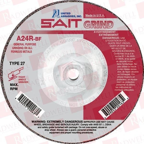 ABRASIVE, 24 GRIT, 4-1/2" WHEEL DIAM, 1/4" WHEEL THICKNESS, TYPE 27 DEPRESSED CENTER WHEEL ALUMINUM OXIDE, RESINOID BOND, R HARDNESS, 300 MAX RPM, COMPATIBLE WITH ANGLE GRINDER