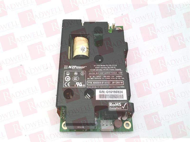  , AC-DC POWER SUPPLY, SERIES XL125, 12V 10.5 AMP / 12V 0.5 AMP, MAX OUTPUT PWR 125 WATT