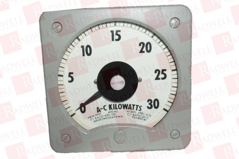  , AC WATTMETER, 0-30KW, 120 VAC, 400 HZ