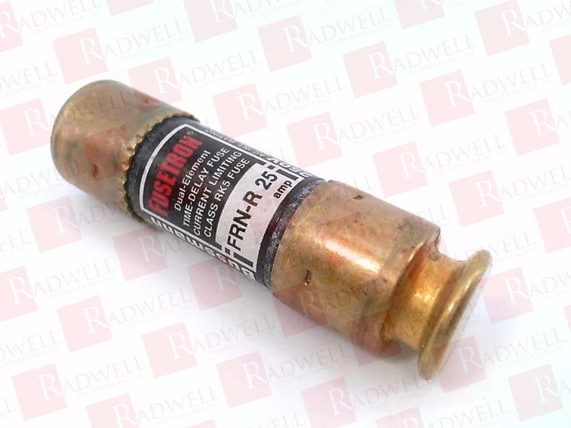 FRNR25
FUSE
FRN-R SERIES
DUAL ELEMENT
TIME DELAY
250 VAC / 125 VDC
CLASS RK5
25 AMP
NON-INDICATING
FACTORY WARRANTY MAY NOT APPLY.    