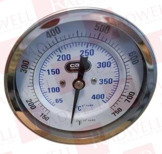  , THERMOMETER, 3 INCH DIAL, 1/2 INCH NPT, 6 INCH LENGTH, 150-75 F/C RANGE