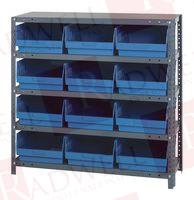 OPEN SHELVING, 5SHELVES, 12BINS, BLUE; SHELVING UNIT TYPE:OPEN SHELVING; NO. OF BINS:12; HEIGHT:39; WIDTH:12; LENGTH:36; BIN COLOUR:BLUE; SHELF UNIT MATERIAL:STEEL; LOAD CAPACITY:400LB; PROD ...