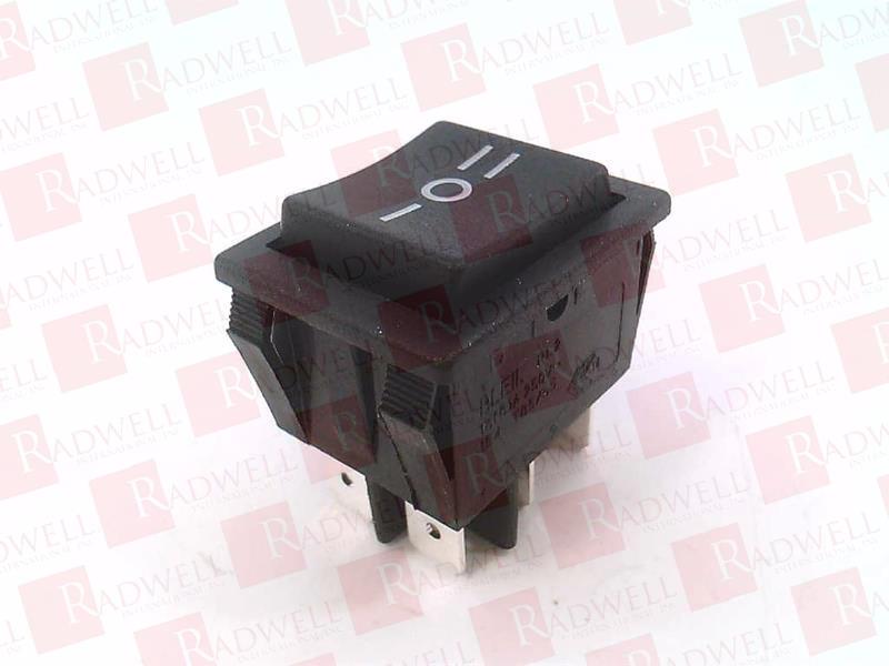 ROCKER SWITCH, ON-OFF-ON, II-O-I MARKINGS, WHITE ON BLACK, BLACK BEZEL, 6 TERMINALS, 16(8)AMP 250VAC, 16AMP 125VAC, 8AMP 250VAC