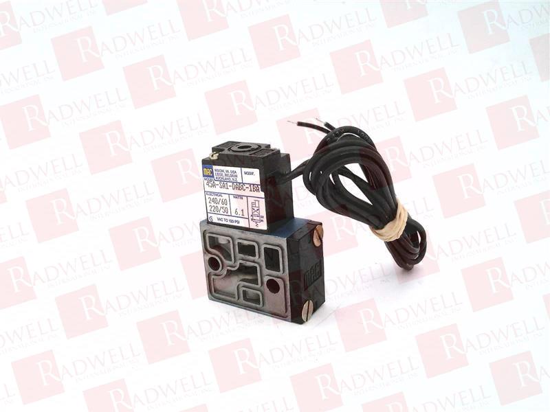 SOLENOID VALVE, 45 SERIES, 4-WAY POPPET, SINGLE OPERATOR, 1/8 INCH NPTF, 220-240 VAC, 50/60 HZ, NON-LOCKING RECESSED MANUAL OPERATOR, FLYING LEADS