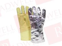 NATIONAL SAFETY APPAREL THERMAL PPE HIGH HEAT HAND PROTECTION, NSA THERMOALUM BACK GLOVE, LINED FELT, 14", H5, SILVER/YW