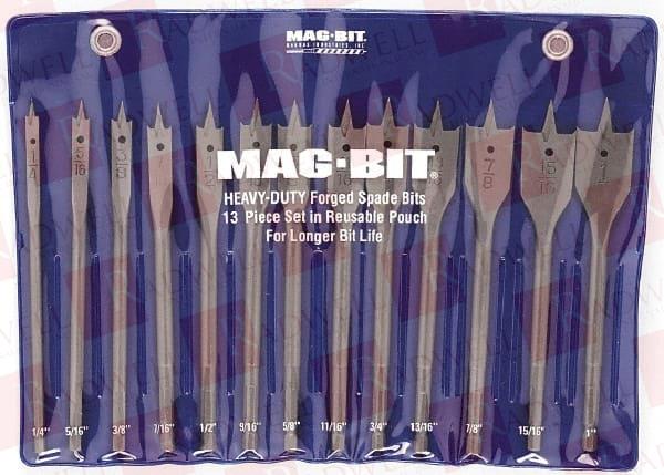 DRILL BIT, 1/4 TO 1 INCH, 130° POINT, BRIGHT FINISH, CARBON STEEL SPADE DRILL BIT SET 13 PIECE, STANDARD POINT, HEX SHANK, (13) 6 INCH OAL