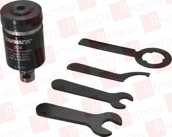 MODEL 30X, NO. 0 MIN TAP CAPACITY, 1/4 INCH MAX MILD STEEL TAP CAPACITY, 3/8-24 MOUNT TAPPING HEAD 21600 (J116), 21700 (J117) COMPATIBLE, INCLUDES TAP CLAMPING WRENCHES, FOR MANUAL MACHINES
