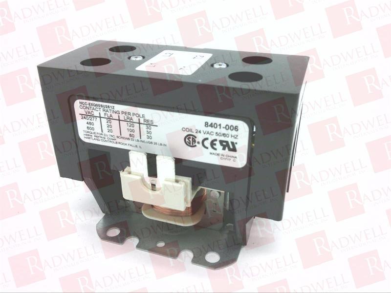 CONTACTOR, 24VOLT COIL, 2POLE, 20AMP