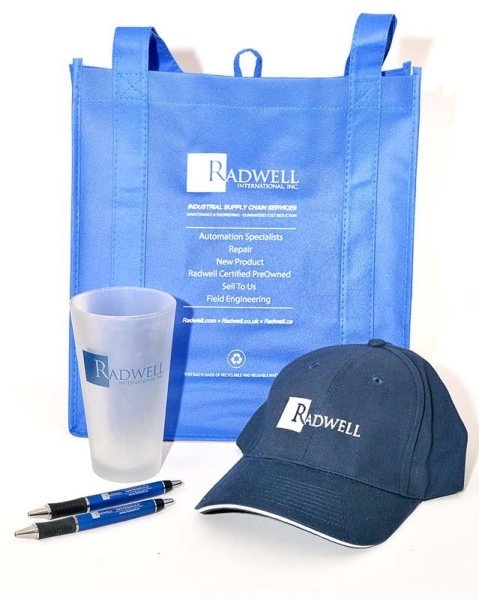1   BLUE HAT, 1 FROSTED GLASS, 2 PENS