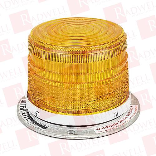 STROBE LIGHT, FLANGED BASE, AMBER, 12-48 VDC, SINGLE FLASH PATTERN, 4 JOULES, SHORT LENS TYPE, PERMANENT MOUNTING