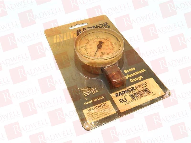 PRESSURE GAUGE, 2IN, 4000PSI, 1/4IN NPT
