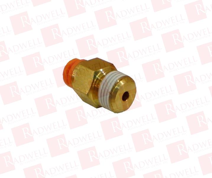 ONE-TOUCH FITTING, SERIES KQ2, WHITE BODY, LIGHT GRAY RELEASE, MALE CONNECTOR/STRAIGHT UNION, 1/8 INCH TUBE OD, 1/8 NPT PORT SIZE, WITH THREAD SEALANT