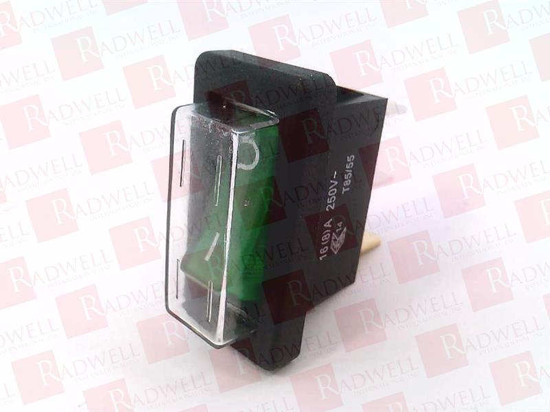 ROCKER SWITCH, ON-OFF, I - O MARKINGS, ILLUMINATED, GREEN LENS, BLACK BEZEL, 3 TERMINALS, CLEAR PVC CAP, 16(8)AMP 250VAC, 15AMP 125VAC, 7.5AMP 250VAC