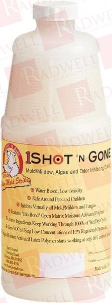 ONE QUART OF 1 SHOT MOLD INHIBITING COATING MOISTURE ACTIVATED MOLD/MILDEW, ALGAE, FUNGUS PREVENTION COATING IT HAS ZERO VOC'S AND USES A LOW CONCENTRATION OF EPA REGISTERED CHEMICALS.