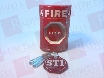 STOPPER STATION, FIRE RED, KEYS TO RESET, OCTAGONAL PUSH