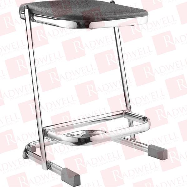 22 INCH HIGH, STATIONARY FIXED HEIGHT STOOL 16-1/4 INCH DEEP X 16-3/4 INCH WIDE, PLASTIC SEAT, BLACK AND CHROME