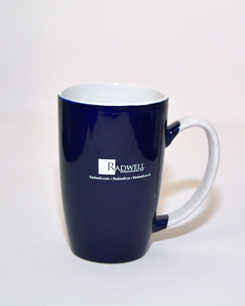 BLUE CERAMIC COFFEE MUG WITH WHITE   LOGO