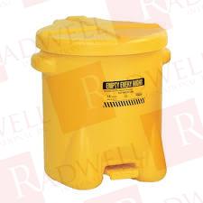 14 GALLON CAPACITY, POLYETHYLENE OILY WASTE CAN 18 INCH LONG X 22 INCH WIDE/DIAMETER X 21 INCH HIGH, YELLOW, FOOT OPERATED, APPROVED FM