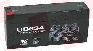 BATTERY, 6V, 3.4AH, SEALED, LEAD ACID, 5.3 X1.3 X 2.6 INCHES