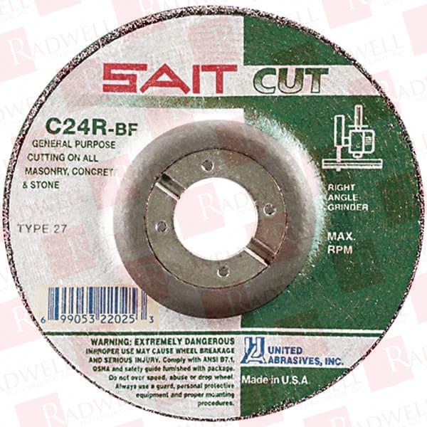 24 GRIT, 4-1/2" WHEEL DIAM, 3/32" WHEEL THICKNESS, 7/8" ARBOR HOLE, TYPE 27 DEPRESSED CENTER WHEEL SILICON CARBIDE, RESINOID BOND, R HARDNESS, 13,300 MAX RPM, COMPATIBLE WITH ANGLE GRINDER
