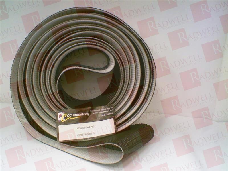 QC INDUSTRIES , AE4-04-144-IVC, AE404144IVC, BLACK DIMPLE TOP CUT RESISTOR WITH V-GUIDE SPARE BELT, IVC, FOR 4IN X 144IN AS40 END DRIVE CONVEYOR