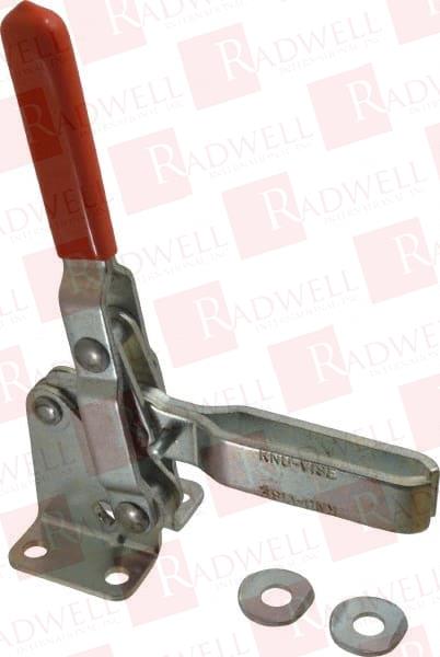 600 LB HOLDING CAPACITY, VERTICAL HANDLE, MANUAL HOLD DOWN TOGGLE CLAMP 57° HANDLE MOVEMENT, 106° BAR OPENING, U-BAR, FLANGED BASE, CARBON STEEL