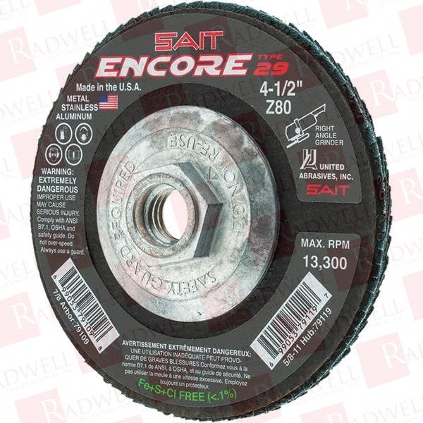 4-1/2" 80 GRIT 5/8-11 CENTER HOLE TYPE 29 ZIRCONIA ALUMINA FLAP DISC MEDIUM GRADE, COATED, ARBOR ATTACHMENT, FIBERGLASS BACKING, 13,300 RPM