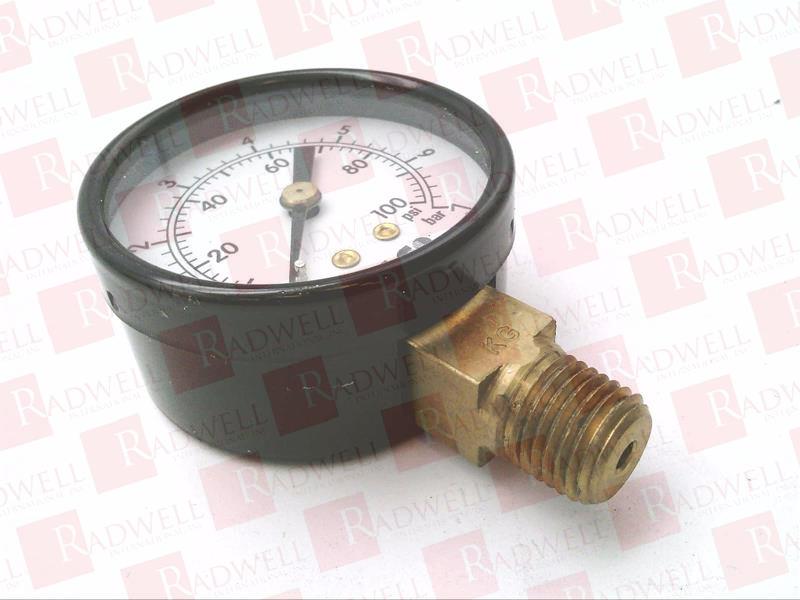  , PRESSURE GAUGE. 2 IN FACE, 7 BAR, 100 PSI, 1/4 NPT, DRY, BOTTOM MOUNT