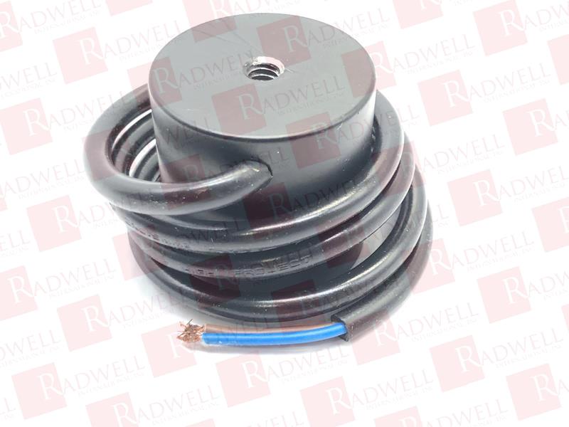 ELECTROMAGNET, ROUND, HOLDING VALUE 80 LBS, 1-1/2DIAMETER AND HEIGHT, MOUNTING THREAD 1/4-20, 24 LEADS, 4.6-WATT, 0.19-AMP, 24VDC