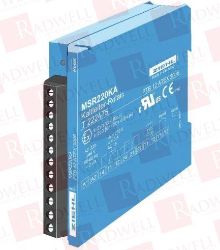 PTC RESISTOR RELAY, MODEL MSR220KA, SINGLE PTC-CIRCUIT, ATEX-APPROVAL ACCORDING DIRECTIVE 2014/34/EU, WITH RESET 2 CHANGE OVER CONTACTS, 24 VAC/DC