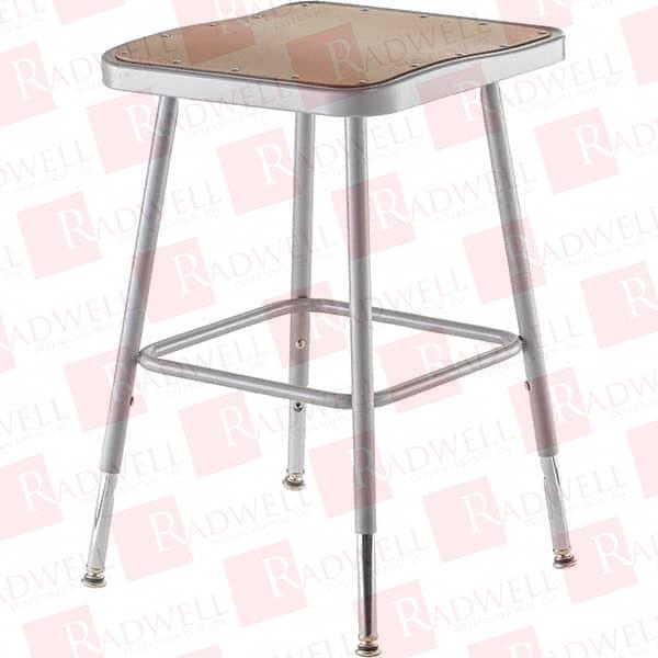 16-3/4" WIDE X 20" DEEP X 19 TO 27" HIGH, STANDARD BASE, ADJUSTABLE SEAT STOOL HARDBOARD SEAT, GRAY AND BROWN