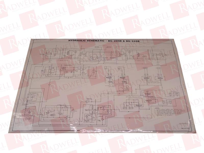 BARBER GREENE, A5-46-2243, A5462243, HYDRAULIC SCHEMATIC, DECAL, FOR BG-225B & BG-245B