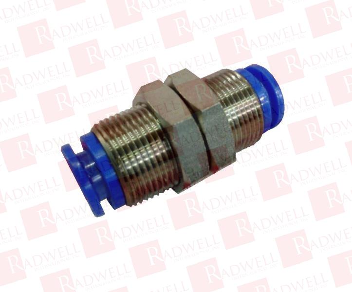 ONE-TOUCH FITTING, SERIES KQ2, BLACK BODY, BLUE RELEASE, BULKHEAD UNION, 8 MM OD, SAME DIA TUBING