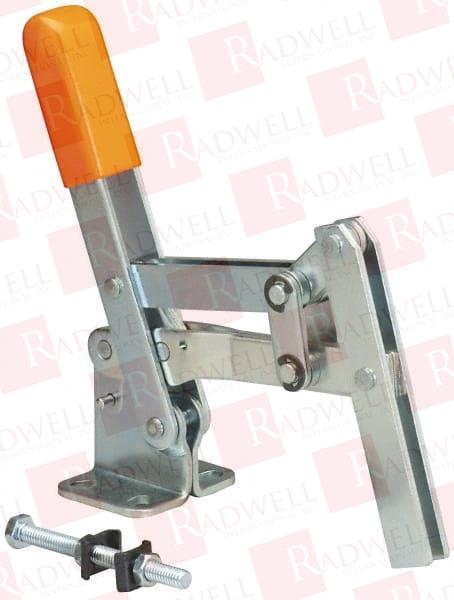 400 LB HOLDING CAPACITY, VERTICAL HANDLE, MANUAL HOLD DOWN TOGGLE CLAMP 65° HANDLE MOVEMENT, 120° BAR OPENING, U-BAR, FLANGED BASE, CARBON STEEL