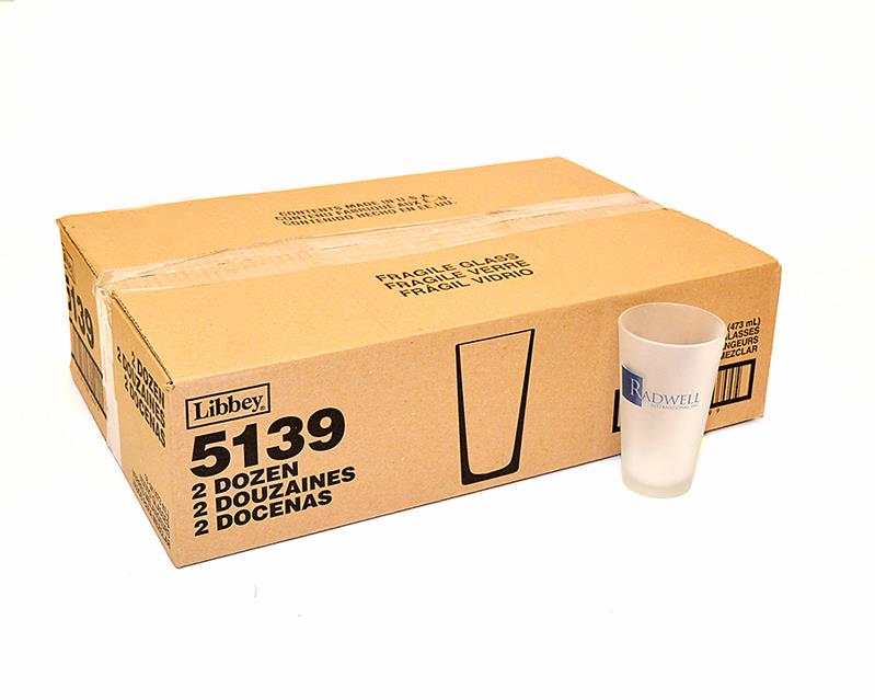 BOX OF 24   FROSTED PINT GLASSES