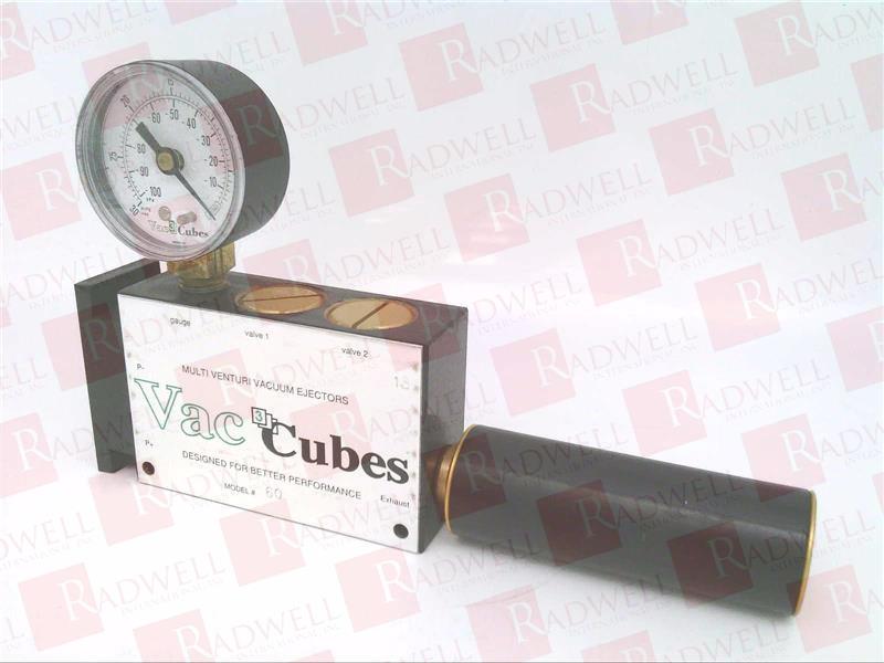 MULTI VENTURI VACUUM EJECTOR, VACUUM PUMP W/ EXHAUST, 67 PSI, GAUGE RANGE: 30 INCH HG VAC TO 0 & -100 KPA TO -10