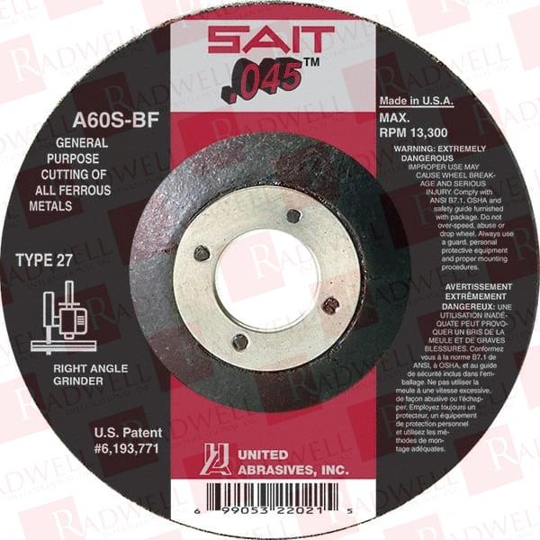 60 GRIT, 4" WHEEL DIAM, 5/8" ARBOR HOLE, TYPE 27 DEPRESSED CENTER WHEEL ALUMINUM OXIDE, RESINOID BOND, S HARDNESS, 19,000 MAX RPM, COMPATIBLE WITH ANGLE GRINDER