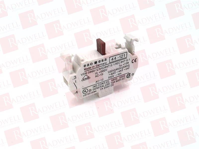  , SWITCHING ELEMENT, 1NO, 10A, SCREW; CONTACT CURRENT MAX:10A; FOR USE WITH:EAO 44 SERIES PUSHBUTTON SWITCHES; CONTACT VOLTAGE AC MAX:500V; CONTACT VOLT
