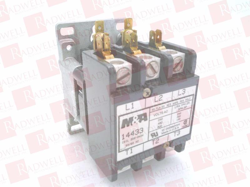 M&A , 14433, CONTACTOR, 40AMP, 3POLE, 208-240VOLT COIL