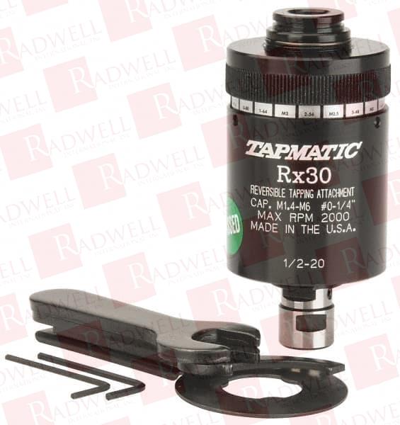 MODEL RX30, NO. 0 MIN TAP CAPACITY, 1/4 INCH MAX MILD STEEL TAP CAPACITY, 1/2-20 MOUNT TAPPING HEAD 21600 (J116), 21700 (J117) COMPATIBLE, INCLUDES TAP CLAMPING WRENCHES, FOR MANUAL MACHINES
