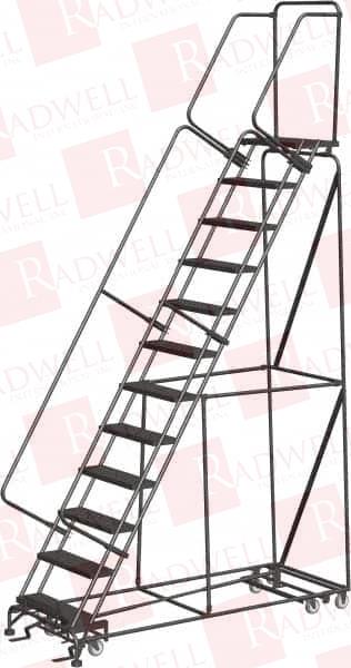153" HIGH 450 LB CAPACITY 12 STEP LADDER ROLLING SAFETY LADDER, 32" BASE WIDTH X 87" BASE DEPTH, 120" PLATFORM HEIGHT, ABRASIVE MAT TREAD