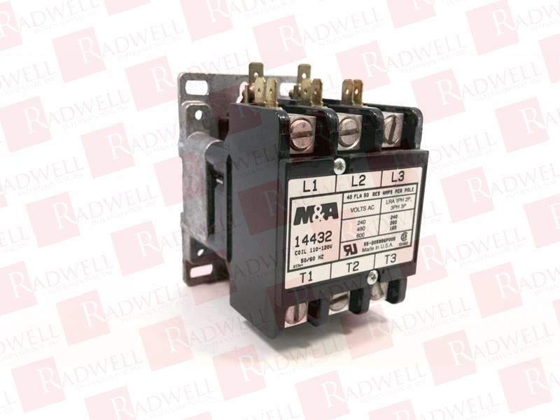  , CONTACTOR, 40 AMP, 3 POLE, 110-120 V, 50/60 HZ